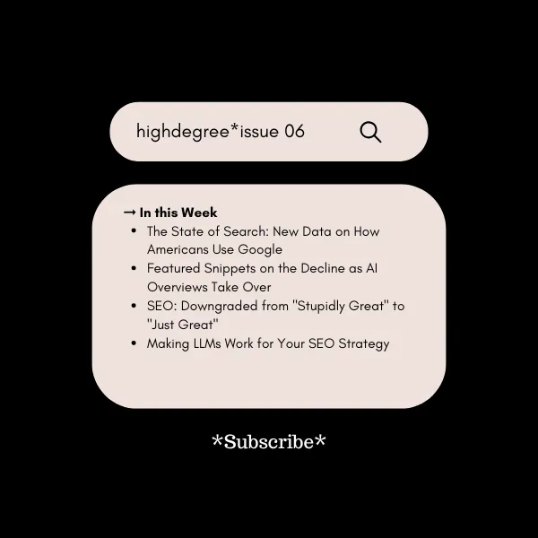 New Google Usage Data, Featured Snippets Decline & Why SEO Is Still Your Best Channel | HighDegree* – Issue 06