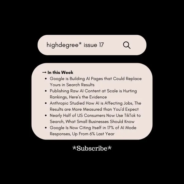 Is Google About to Replace Your Landing Pages, AI Content Risks, TikTok is now a Search Engine | HighDegree* – Issue 17