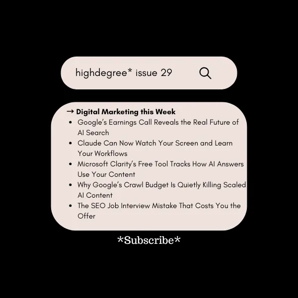 AI Search, Claude Workflows & Google Crawl Limits | HighDegree* Marketing – Issue 29