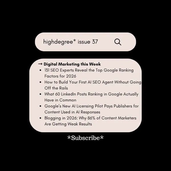 Google Ranking Factors, AI Agents, LinkedIn SEO & Blog Stats 2026 | HighDegree* Marketing – Issue 37