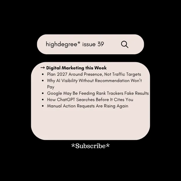 2027 SEO Plans, AI KPIs to Follow, And Rise of Manual Penalties | HighDegree* Marketing – Issue 39